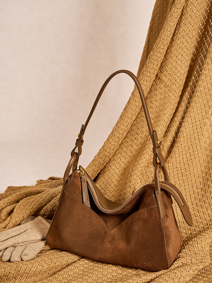 Freeform Casual Boston Bag in Suede Leather
