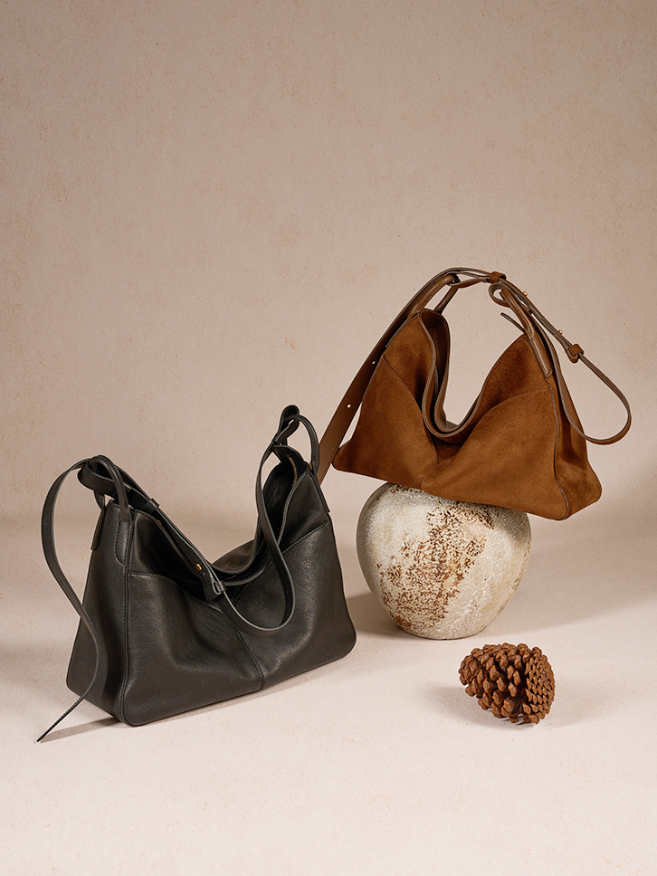 Freeform Hobo Bag in Suede Leather