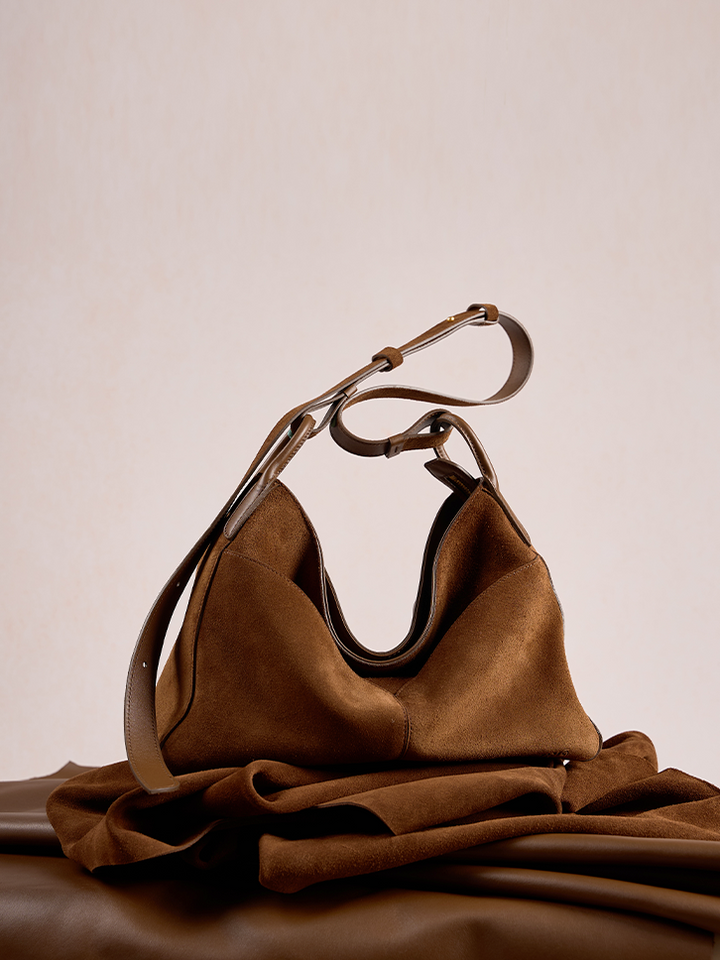 Freeform Hobo Bag in Suede Leather