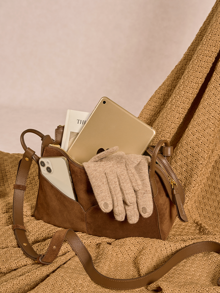 Freeform Casual Boston Bag in Suede Leather