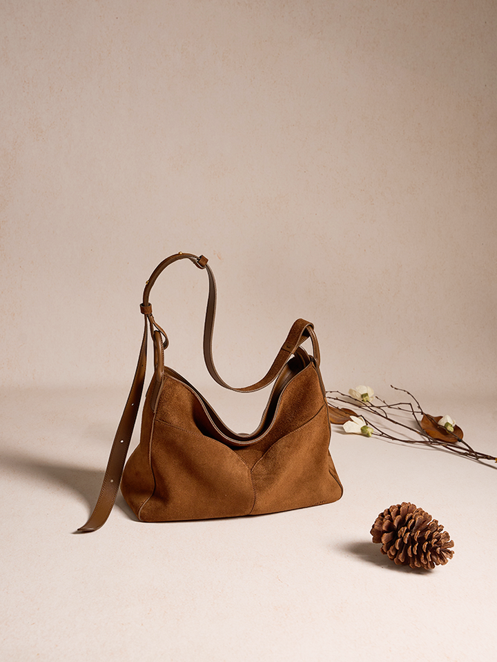 Freeform Hobo Bag in Suede Leather