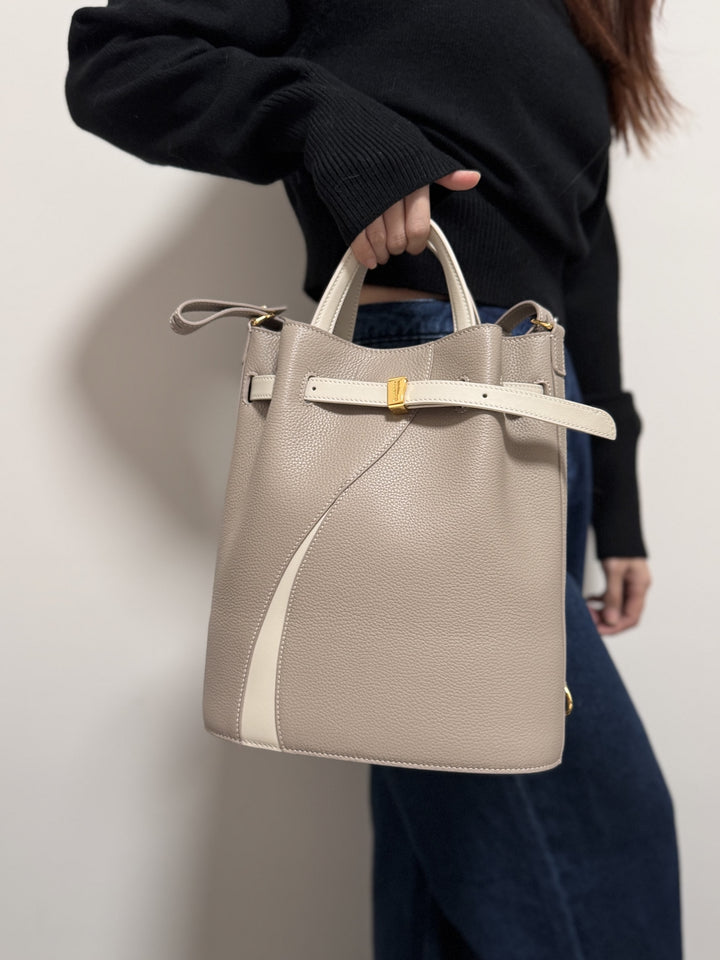 Functional Leather Bucket Bag Small Size