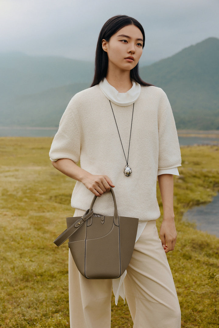 TQING Large Butterfly Tote Bucket Bag #color_etoupe