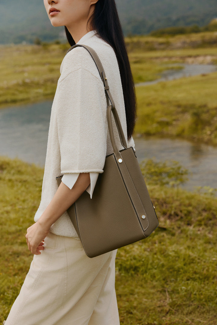 TQING Large Butterfly Tote Bucket Bag #color_etoupe