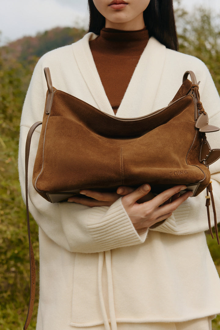 Freeform Hobo Bag in Suede Leather