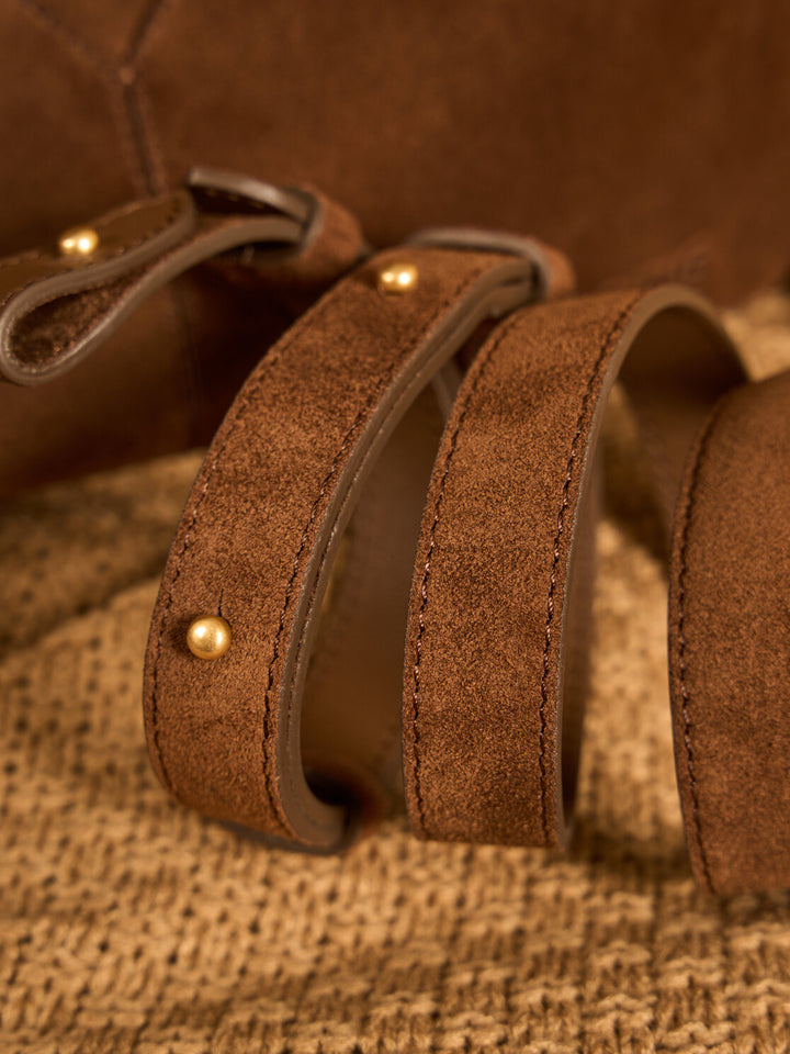 Freeform Casual Boston Bag in Suede Leather