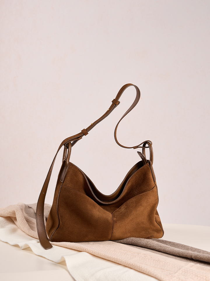 Freeform Hobo Bag in Suede Leather