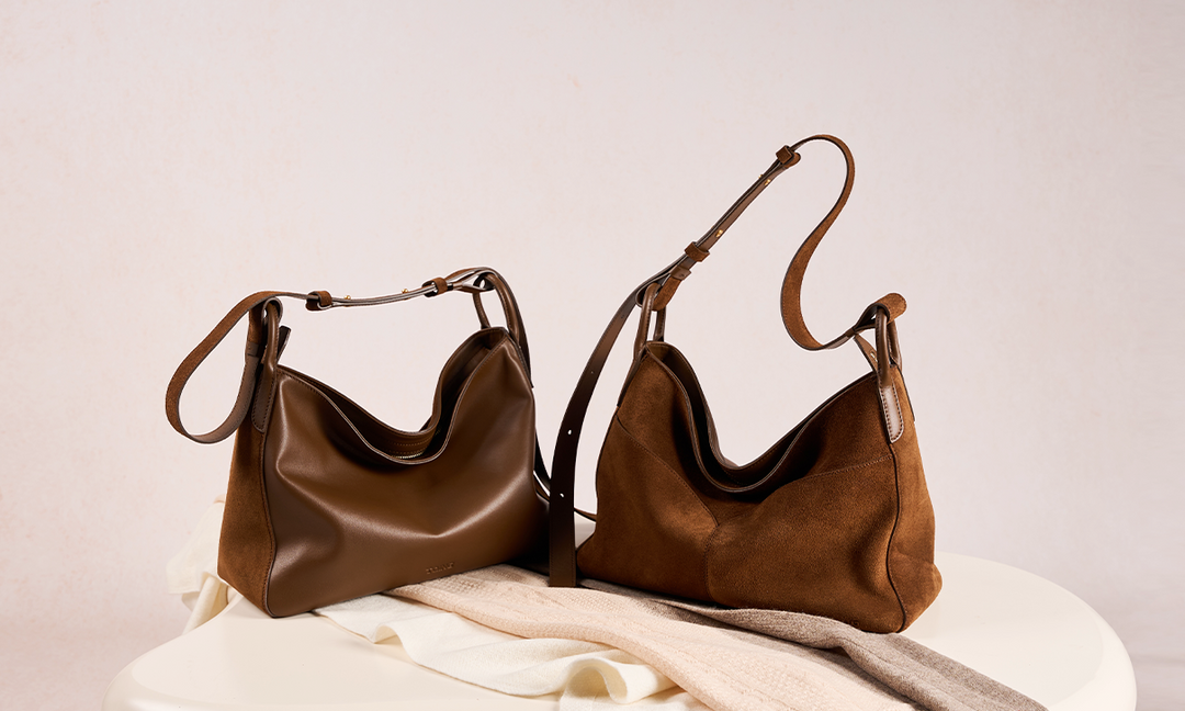 Freeform Hobo Bag in Suede Leather