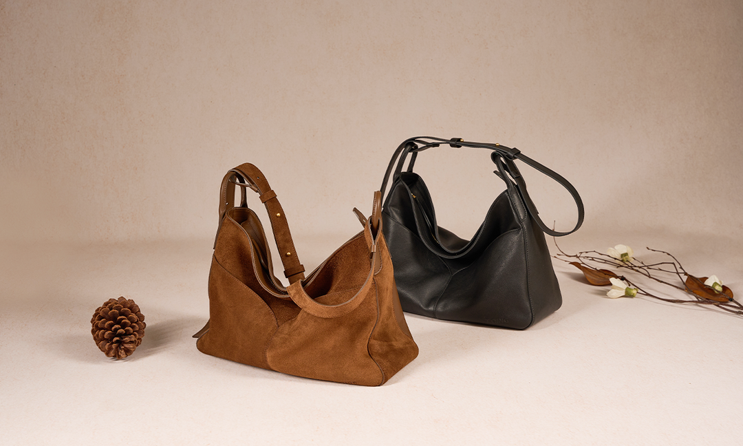 Freeform Hobo Bag in Suede Leather