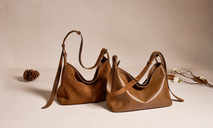 Freeform Hobo Bag in Suede Leather