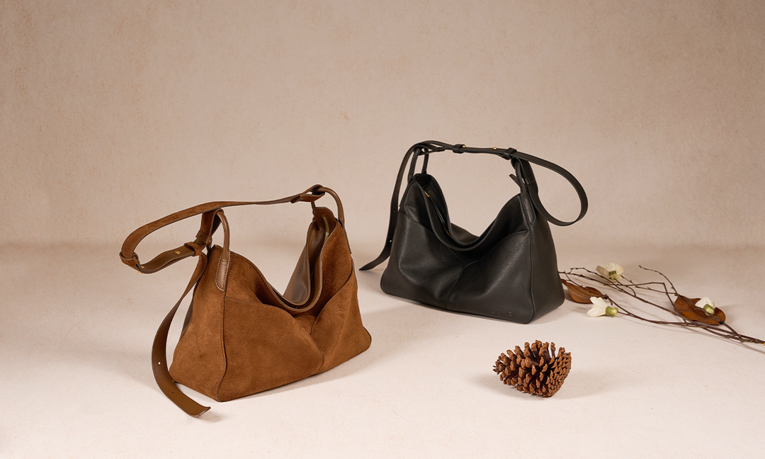 Freeform Hobo Bag in Suede Leather