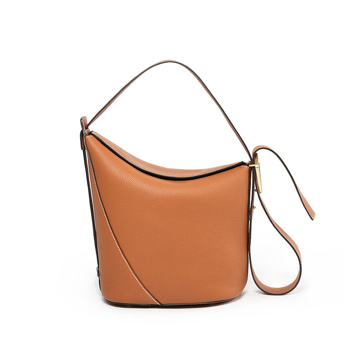 T.QING Ease Leather Shoulder Bag #color_gold-brown