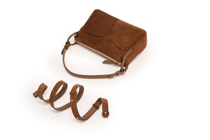 Freeform Casual Boston Bag in Suede Leather