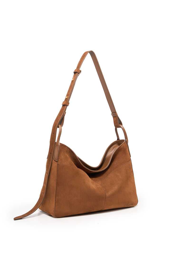 Freeform Hobo Bag in Suede Leather