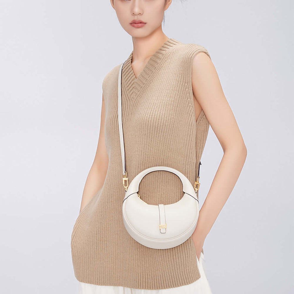 TQING Wind Chime Crescent Bag Crossbody Bag #color_cream-white