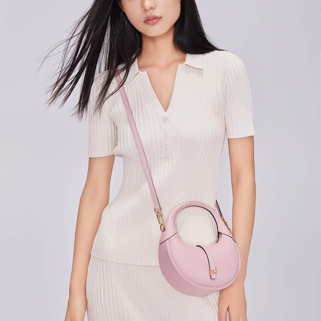 TQING Wind Chime Crescent Bag Crossbody Bag #color_peach-pink