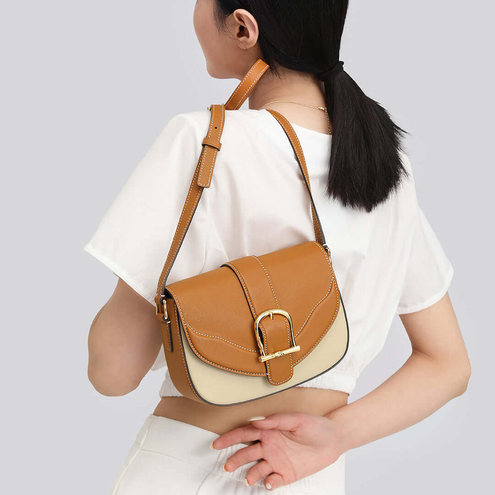 TQING Couplet Crossbody Saddle Bag #color_yellow-white