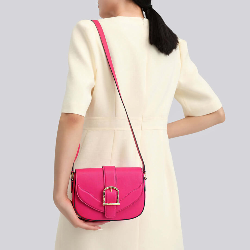 TQING Couplet Shoulder Saddle Bag #color_pink