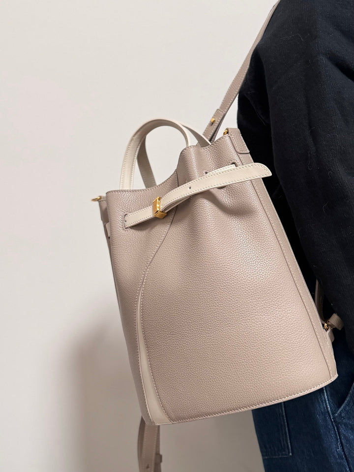 Functional Leather Bucket Bag Small Size