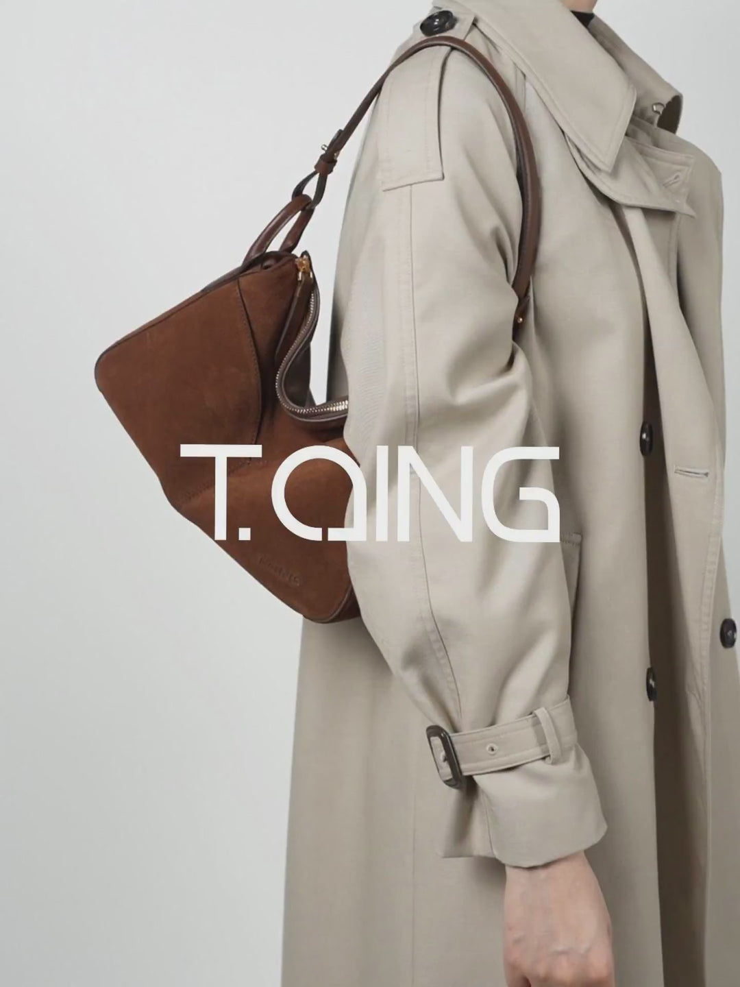 Freeform Casual Boston Bag in Suede Leather