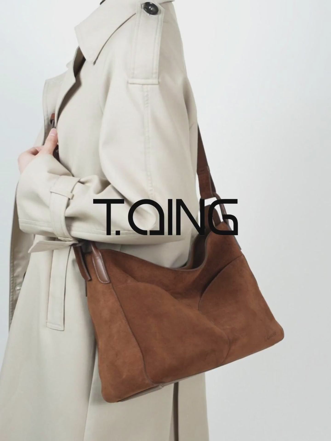 Freeform Hobo Bag in Suede Leather