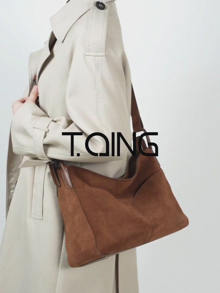 Freeform Hobo Bag in Suede Leather